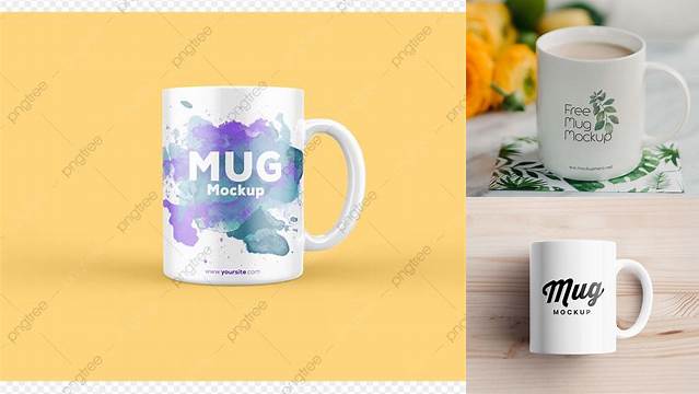 8511+ Glossy Mug with Cap PSD Mockup Front View Advanced Editable Template Free