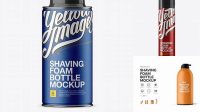 8512+ Metallic Shaving Foam Bottle PSD Mockup Creative Design Mockup