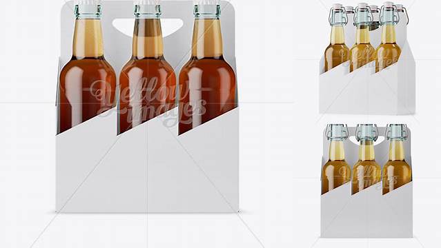 8512+ White Paper 6 Pack Clear Bottles Carrier PSD Mockup Free PSD for Designers