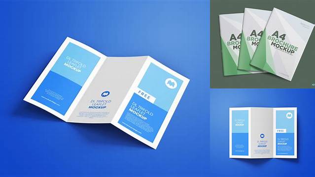 8521+ Glossy Brochure PSD Mockup Top View Smart Object PSD Template