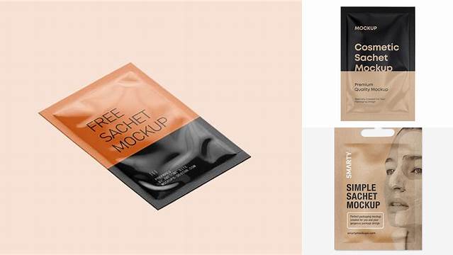 8522+ Kraft Cosmetic Sachet PSD Mockup Elegant Free Template