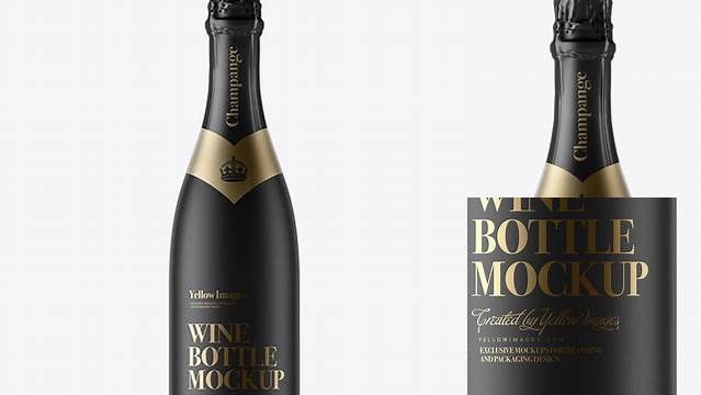 8523+ Black Matte Champagne Bottle PSD Mockup Free PSD for Designers