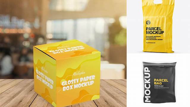 8523+ Glossy Parcel PSD Mockup Free Mockup Templates