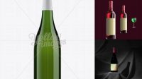 8526+ 750ml Green Glass Burgundy Wine Bottle PSD Mockup Layered Photoshop Template