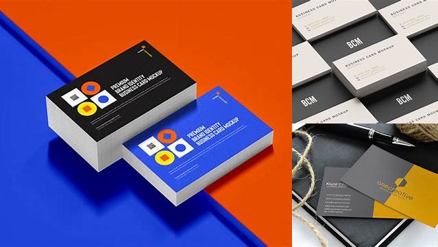 8526+ Business Cards PSD Mockup High-Angle Shot Exclusive Free Photoshop Asset