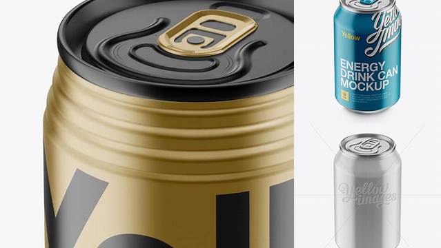 8527+ 330ml Metallic Aluminium Can PSD Mockup High-Angle Shot Professional Graphic PSD Download