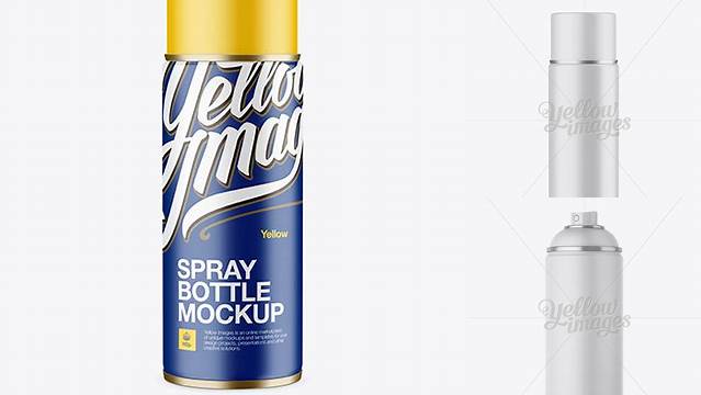 8527+ Matte Spray Can With Plastic Cap PSD Mockup Front View Stylish PSD for Free