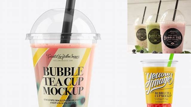 8528+ Mango Bubble Tea Cup PSD Mockup Free PSD for Creatives