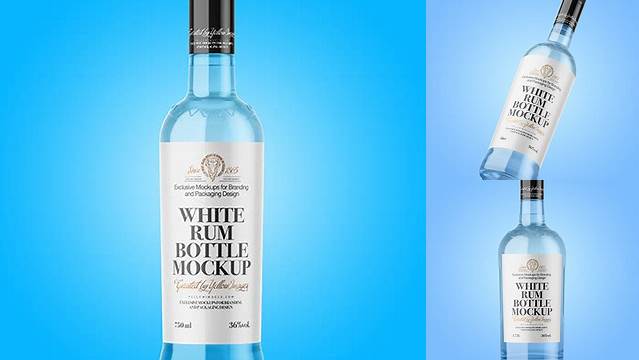 8530+ Clear Glass White Rum Bottle PSD Mockup Premium Freebie for Designers