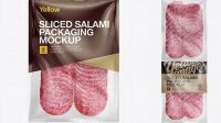 8531+ Plastic Vacuum Bag with Sliced Classic Salami PSD Mockup Exclusive Digital PSD Resource