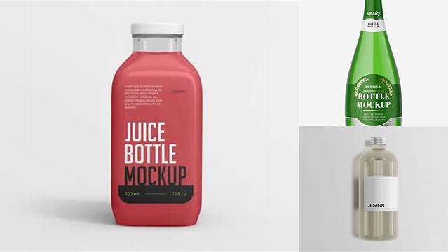 8538+ Green Glass Bottle With Handle PSD Mockup High-Resolution Graphic