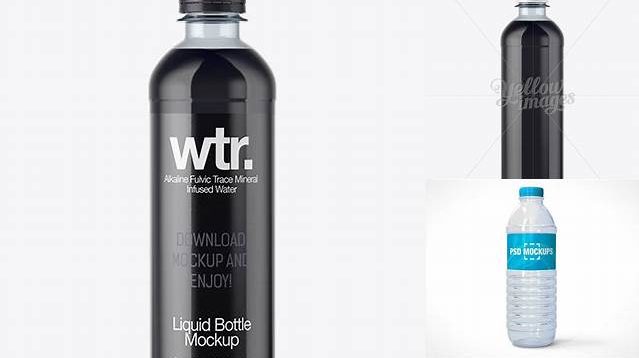 8538+ PET Black Water Bottle PSD Mockup Creative High-Resolution PSD Freebie