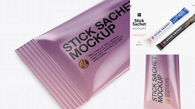 8539+ Glossy Stick Sachet PSD Mockup Half Side View Versatile Photoshop File