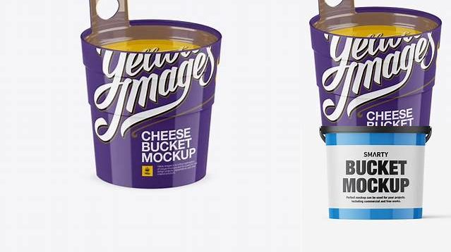 8544+ Glossy Cheese Bucket PSD Mockup High-Angle Shot Free Graphic Design Mockup File