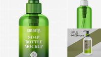 8544+ Green Liquid Soap Bottle with Pump PSD Mockup Front View Download Now Free PSD Template