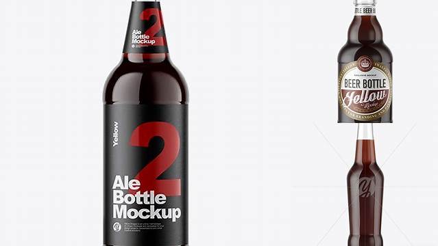 8547+ Clear Glass Bottle with Brown Ale PSD Mockup Modern PSD Templates