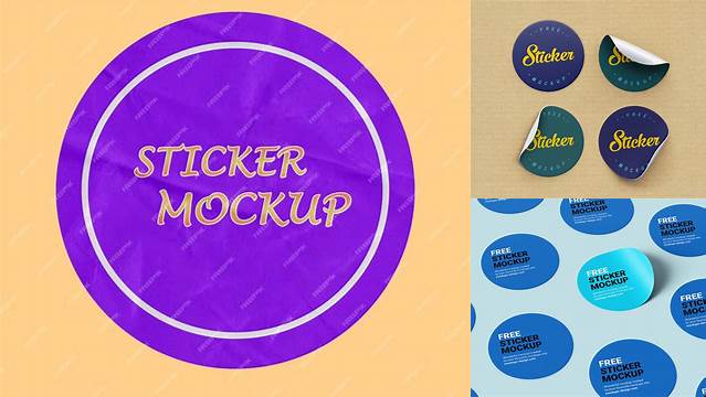 8548+ Round Sticker Mockup PSD Download