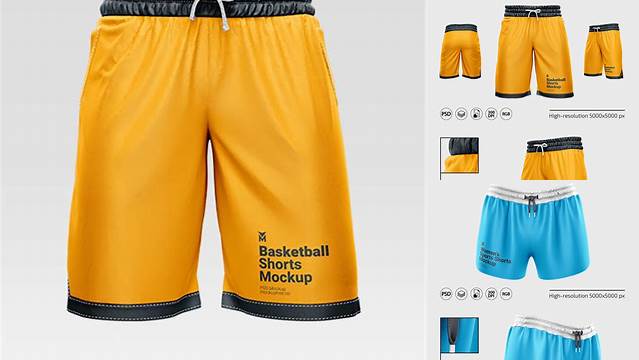 8548+ Women’s Basketball Shorts PSD Mockup Half Side View Photoshop Resource Free