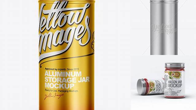 8550+ Tall Aluminum Storage Jar PSD Mockup Advanced Photoshop Design Free