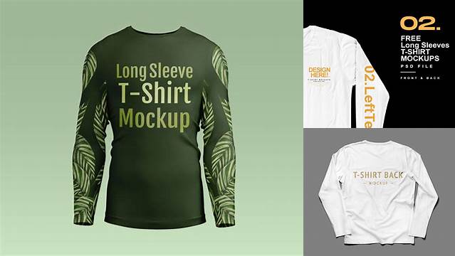 8554+ Mockup T Shirt Long Sleeve Smart Object Free Photoshop File