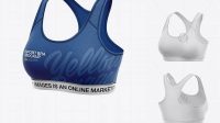 8555+ Women's Sports Bra PSD Mockup Front Half Side View Modern Photoshop Resource