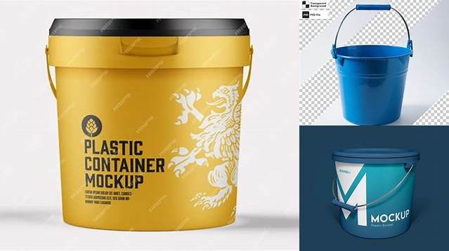 8556+ Plastic Bucket PSD Mockup Half Side View Include TIFF