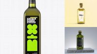 856+ 1L Green Glass Olive Oil Bottle PSD Mockup Free Photoshop Mockup Design