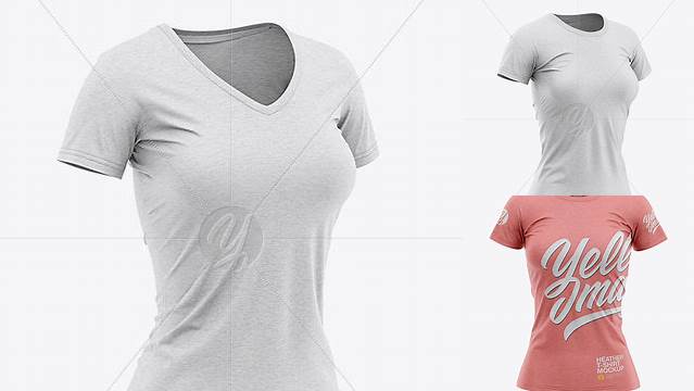 8560+ Women’s Heather Slim-Fit T-Shirt PSD Mockup Side View Fully Editable PSD Template