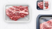 8562+ Plastic Tray With Marbled Beef PSD Mockup Top View Versatile PSD Mockup File