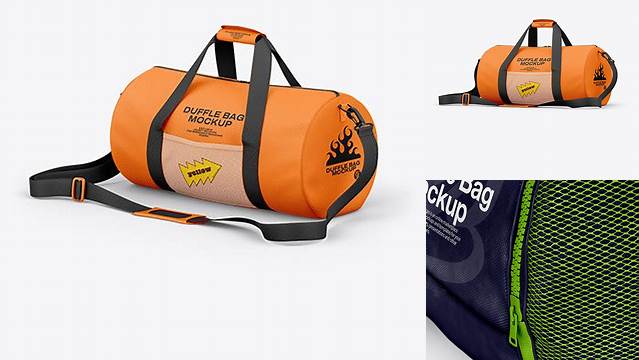 8563+ Duffle bag Half Side View Exclusive Free Creative Mockup File