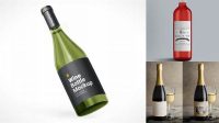 8567+ Antique Green Glass White Wine Bottle PSD Mockup Unique High-Resolution Photoshop Mockup