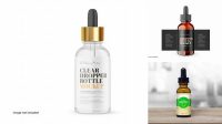 8567+ Clear Glass Dropper Bottle With Metal Cap PSD Mockup Editable and Customizable PSD