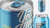 8568+ 150ml Metallic Aluminium Can PSD Mockup High-Angle Shot Stylish Free PSD