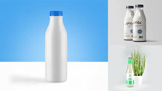 857+ 500ml Clear Glass Bottle with Milk PSD Mockup Elegant Free Graphic Resource