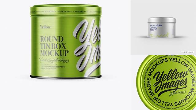 8570+ Textured Metallic Round Tin Box PSD Mockup Easy Editable