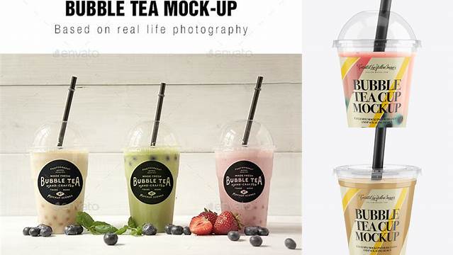 8571+ Bubble Tea Mock Up Elegant Photoshop Mockup