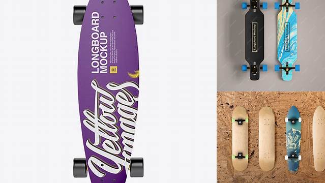 8572+ Longboard PSD Mockup Front View Free Graphic Design Resource