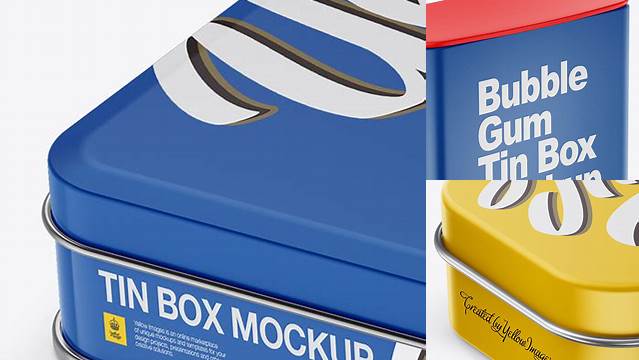 8572+ Matte Tin Box PSD Mockup Half Side View High Angle Shot Smart Object-Based PSD Template Free