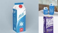 8573+ 200ml Milk Box PSD Mockup Front 3/4 View Creative High-Resolution PSD Freebie