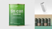 8574+ Glossy Tin Can with Ring PSD Mockup High-Quality Digital Mockup Resource