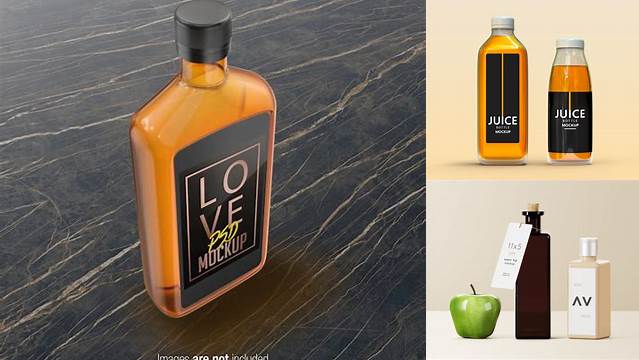 8575+ Glossy Square Bottle PSD Mockup Exclusive and Stylish Design PSD