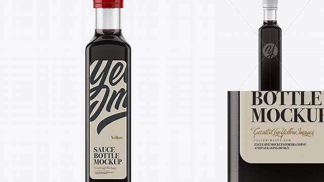 8578+ Glass Bottle 250ml with Wild Elderflower Vinegar PSD Mockup Unique High-Resolution PSD