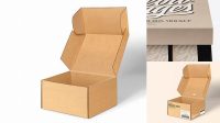 8578+ Kraft Boxes In Opened Box Front View PSD Free Download