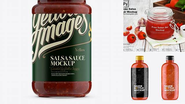 8578+ Salsa Sauce Jar PSD Mockup Download Customizable PSD