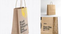 8579+ Kraft Shopping Bag Half Side View Professional Graphic PSD Download