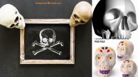 8581+ Skull PSD Mockup Side View Modern and Unique Freebie PSD