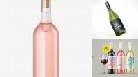 8587+ 750ml Clear Glass Pink Wine Bottle PSD Mockup Fully Editable PSD Template