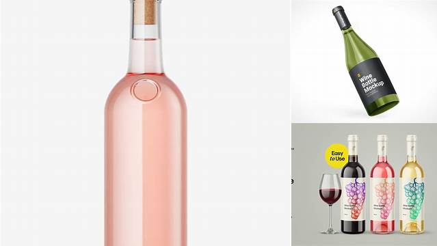 8587+ 750ml Clear Glass Pink Wine Bottle PSD Mockup Fully Editable PSD Template