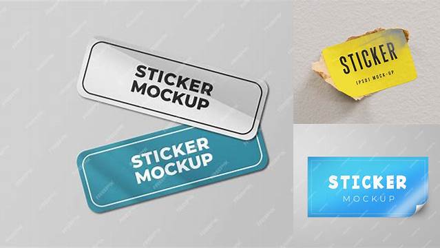 8590+ Rectangle Sticker Mockup Free PSD