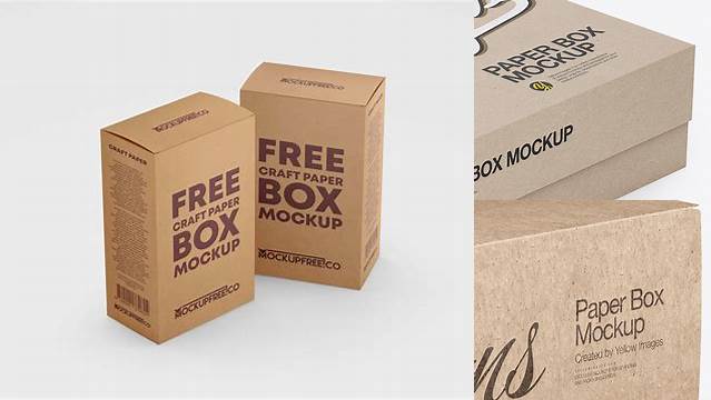 8591+ Craft Box PSD Mockup Half Side View High Angle Shot Stylish PSD for Free